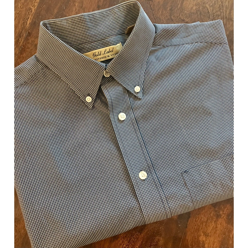 ROUNDTREE & YORKE Gold Label Mens Size M Gray Print Short Sleeve Shirt No Iron